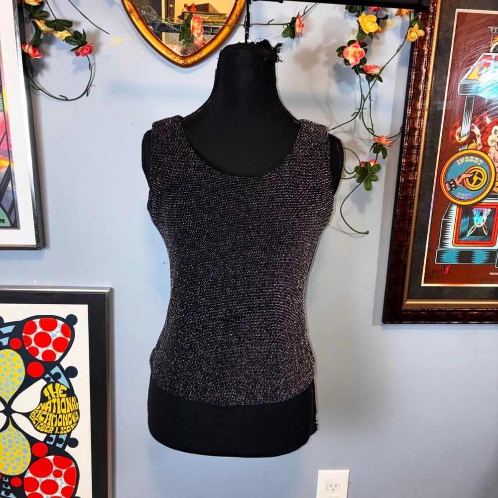 Vintage 90s Glittery Black Shimmer Minimalist Tank Top